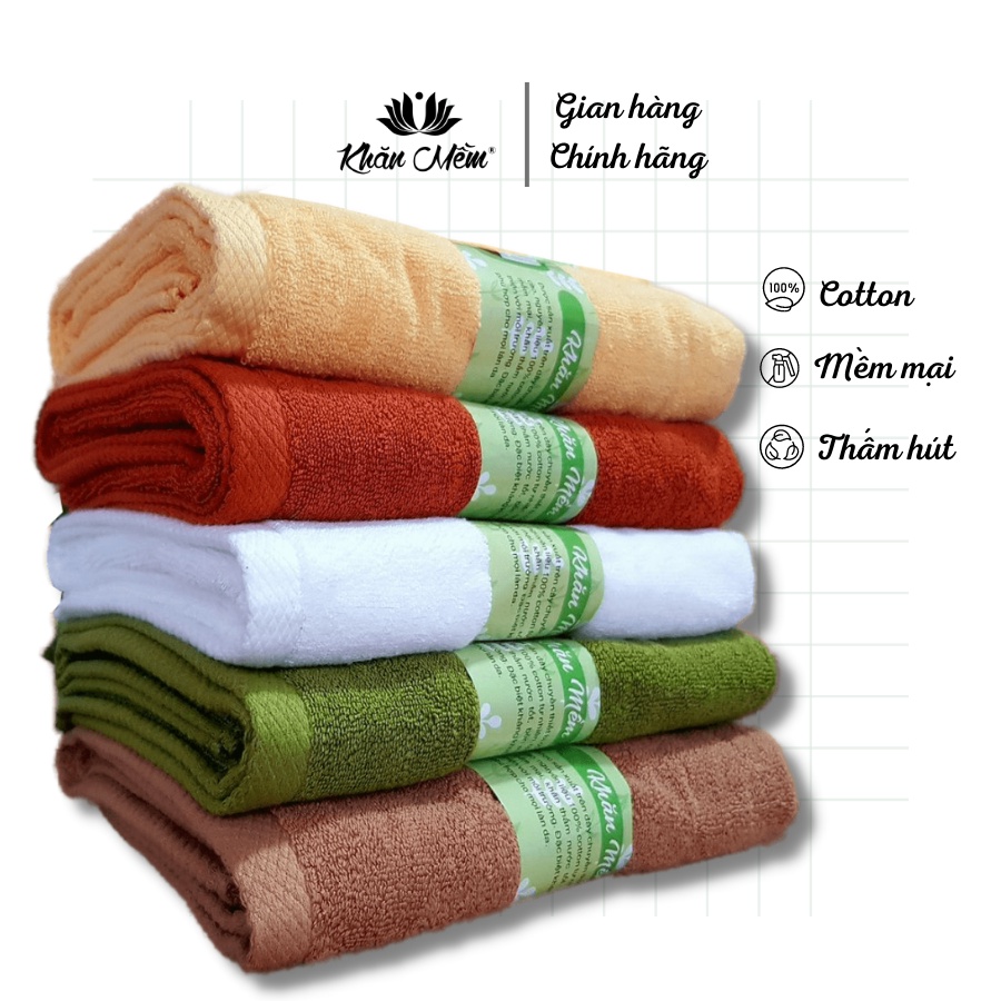 5 Khăn Tắm Khăn Mềm Kích thước 60x120cm - Chất liệu 100% cotton thấm hút tốt, không xổ lông không ra màu