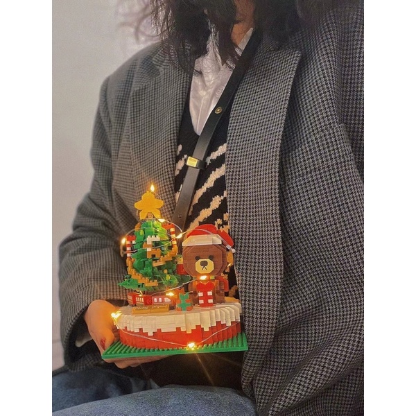 Đồ chơi xếp hình Legogi HỘP GẤU NOEL  mô hình trưng bày trang trí Giáng Sinh quà tặng sinh nhật