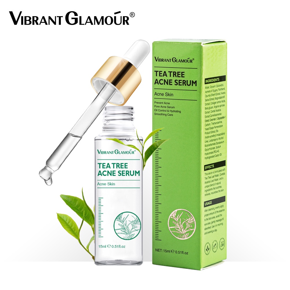 Serum Hỗ trợ giảm mụn VIBRANT GLAMOUR Chiết Xuất Tràm Trà Và Vitamin C 15ml