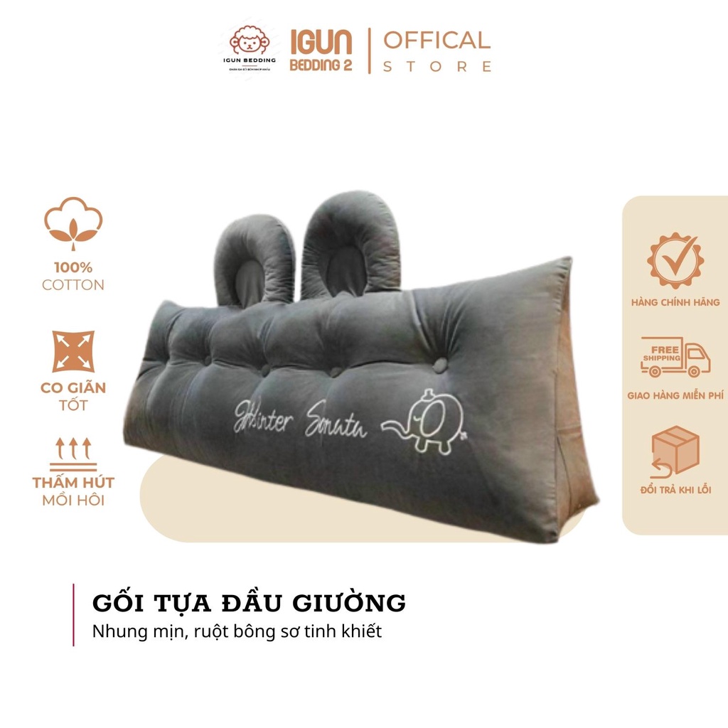 Gối tựa đầu giường IGUN DECOR Nệm đầu giường đính khuy size 1m5-1m8 thiết kế cao cấp