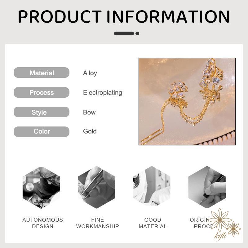 Bông Tai Hình Bướm Đính Đá Thiết Kế Mới Thời Trang Theo Phong Cách Nhật Hàn