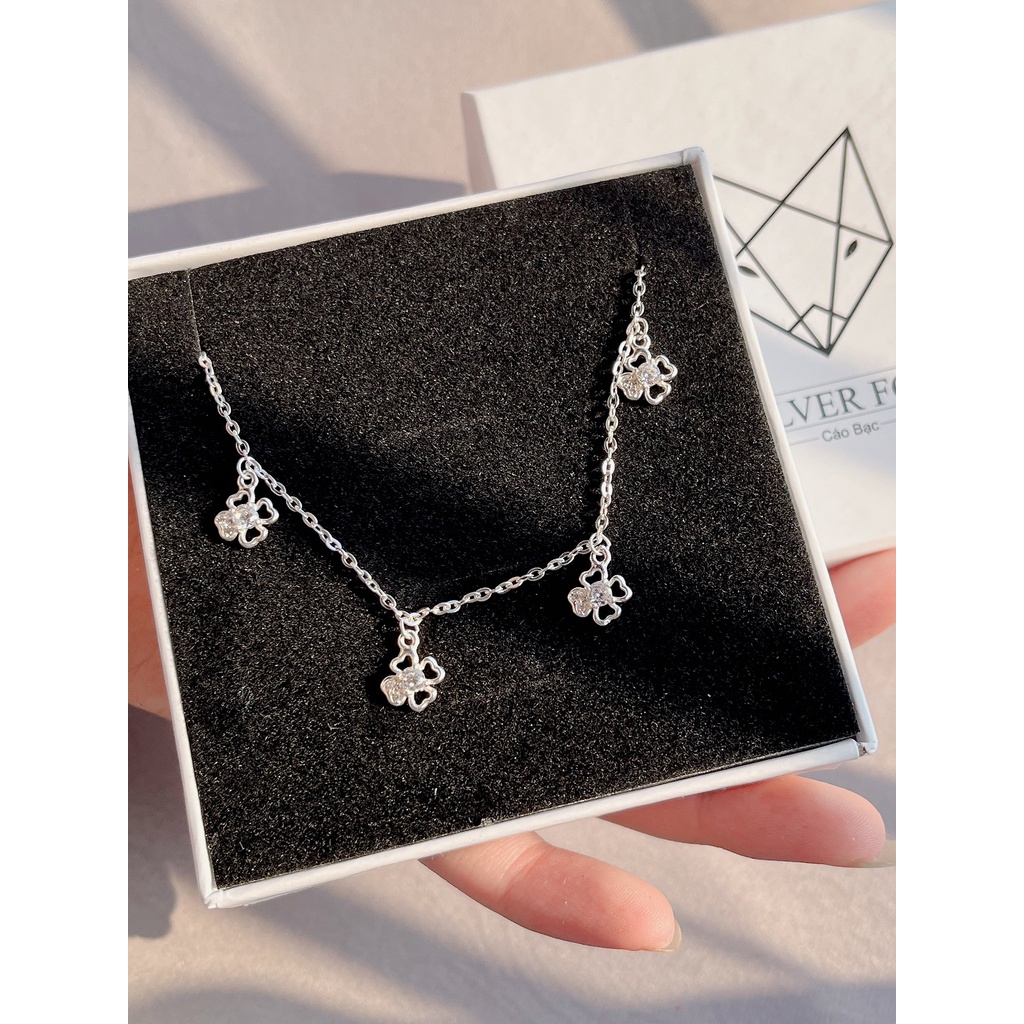 Lắc Tay, Lắc Chân Bạc Ta Cao Cấp CaoBac Silver Họa Tiết Hoa Bốn Lá Rỗng Lấp Lánh Món Quà Dành Tặng Riêng Cho Bạn Gái