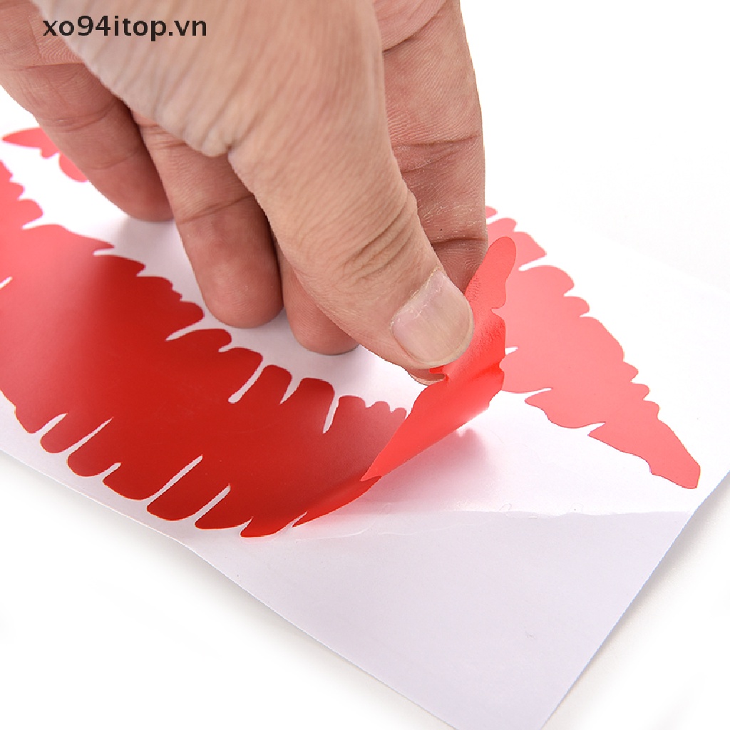 Xoitop 1 X Đề Can Dán Trang Trí Cửa Sổ Xe Hơi Bằng PVC Màu Đỏ Hình Đôi Môi Gợi Cảm