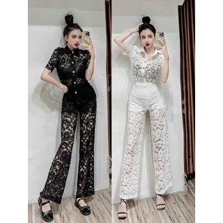 Sét áo sơmi túi nắp quần ống suông