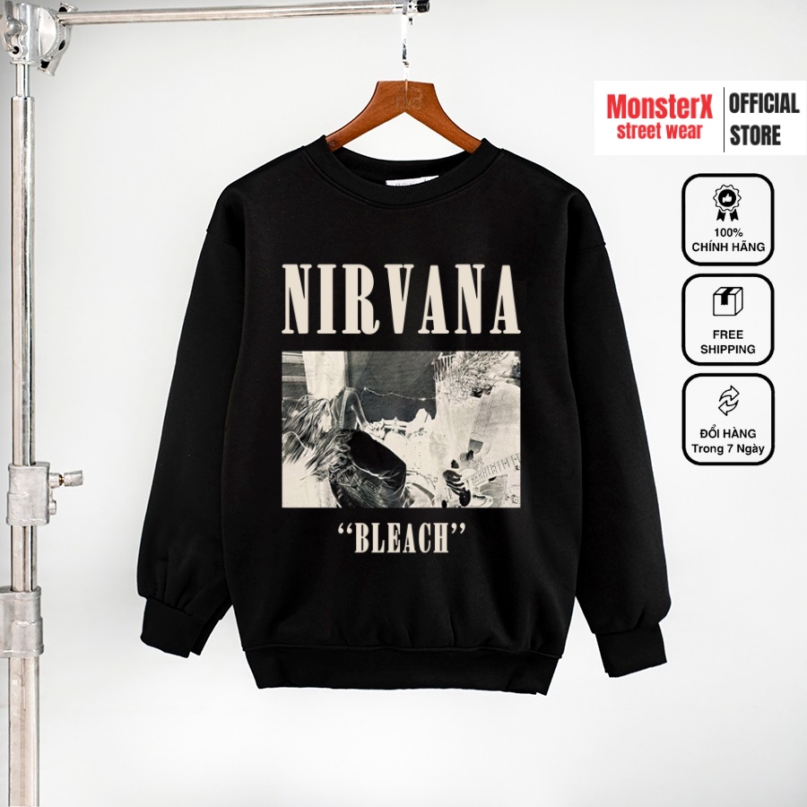 Áo dài tay trơn NỈ BÔNG Unisex Monster X Street Nirvan Sweater Ulzzang cặp đôi nam nữ form rộng oversize Hàn Quốc