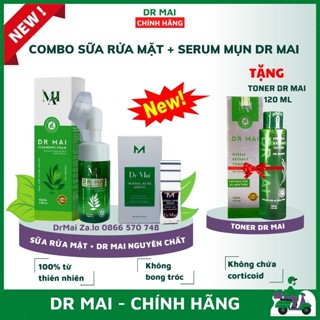 Dr Mai, Combo Sữa Rửa Mặt và Serum Dr Mai nguyên chất giúp sạch mụn mờ thâm thu nhỏ lỗ chân lông