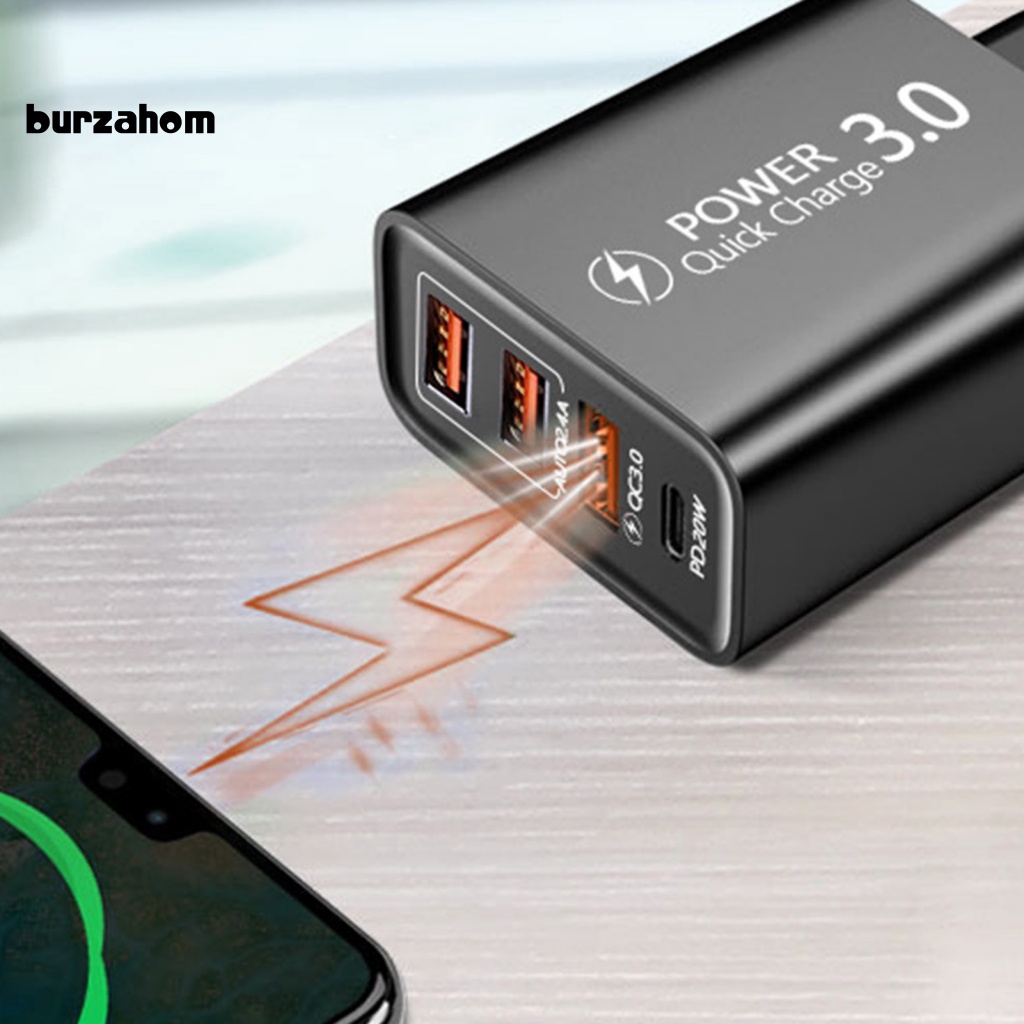Bộ Chia 3 Cổng Sạc USB Và Type-C Phích Cắm EU Đa Năng Cho Điện Thoại