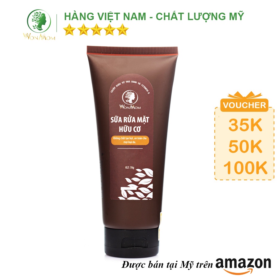 [ Giảm 35K - Đơn 339K ] Sữa Rửa Mặt Hữu Cơ Ngăn Ngừa Mụn, Trắng Da Wonmom 70g