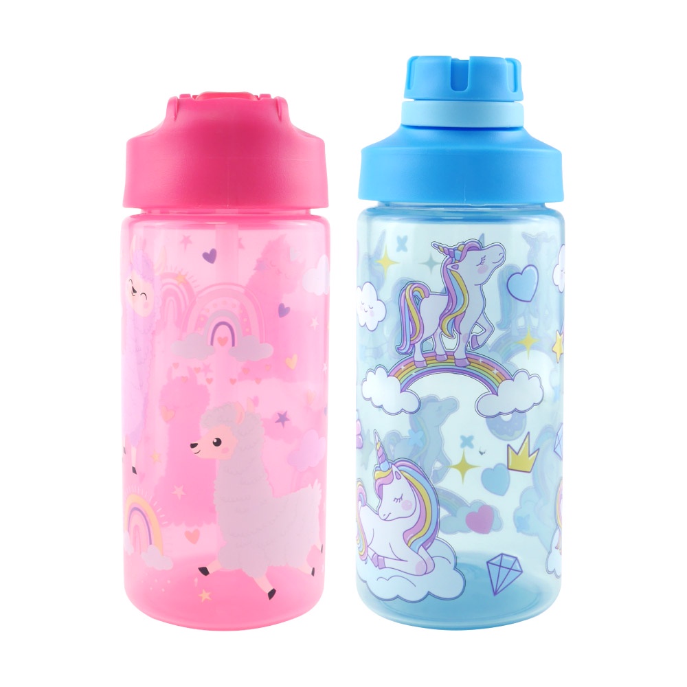 Mua một tặng một Set 2 Bình Nước mini 15oz / 444ml Bằng Nhựa Không bpa Có Ống Hút Cho Bé