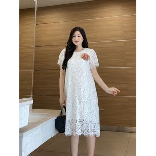 Evermom | đầm ren trắng đính nơ thanh lịch