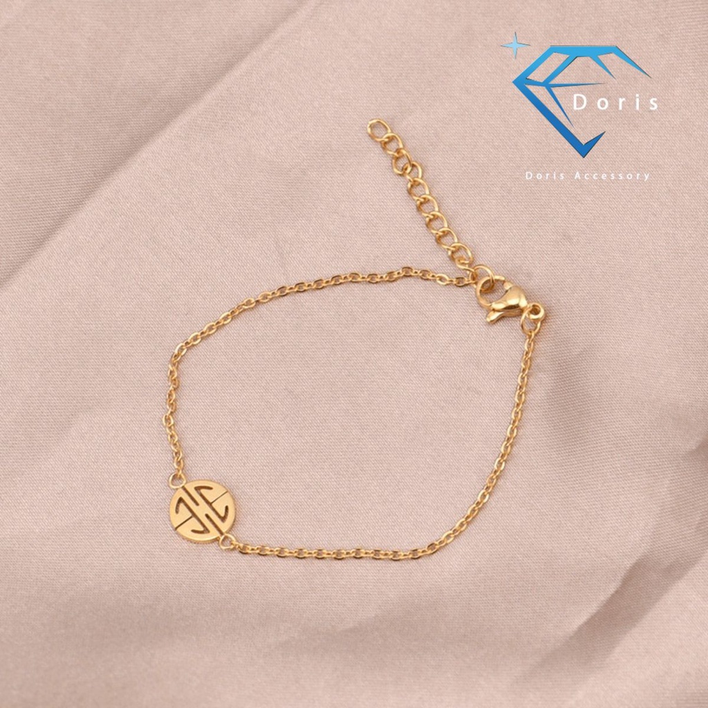 Lắc tay nữ Doris titan chữ Thọ Gold / Silver / Rose Gold S1-110