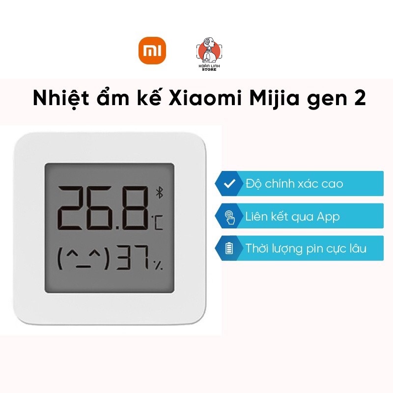 Nhiệt ẩm kế Xiaomi Mijia gen 2 (Mi Temperature and Humidity Monitor 2) - NUN4126GL - Bluetooth - Hàng Chính Hãng