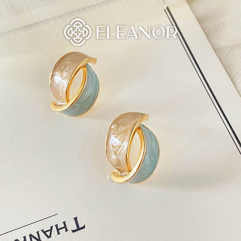Bông tai nữ hình học ba chiều Eleanor Accessories phối hai màu phụ kiện trang sức độc lạ cá tính