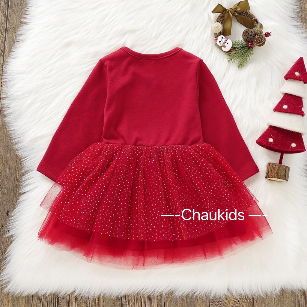 SALE VÁY ĐỎ CHO BÉ GÁI XINH XẮN TẾT NOEL MẶC ĐỀU XINH