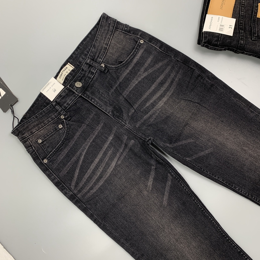 Quần jean nam đen ống suông JONATHAN QJ056 vải denim cao cấp co giãn nhẹ,  form dáng chuẩn đẹp, trẻ trung, hottrend