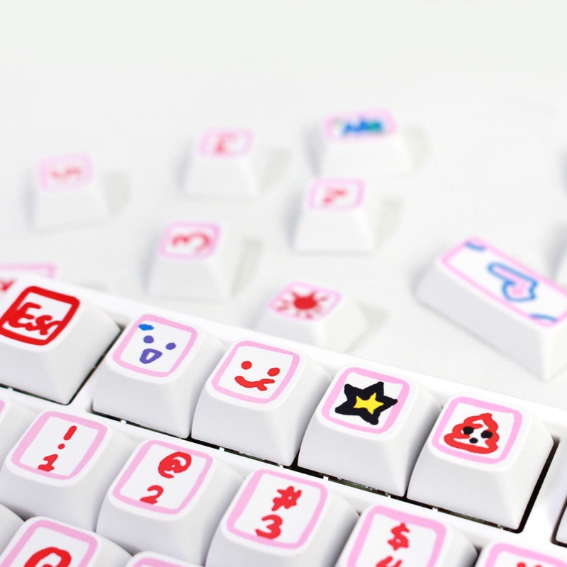 Watercolor Pen Keycaps XDA Profile Vẽ Tay Hoạt Hình PBT Dye Sub Bàn phím cơ Keycap
