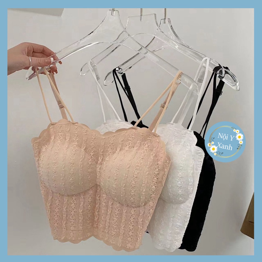 Áo Lót Lụa Hai Dây Quấn Ngực Thời Trang Quyến Rũ Cho Nữ nội y xanh, chất đẹp, deal tốt