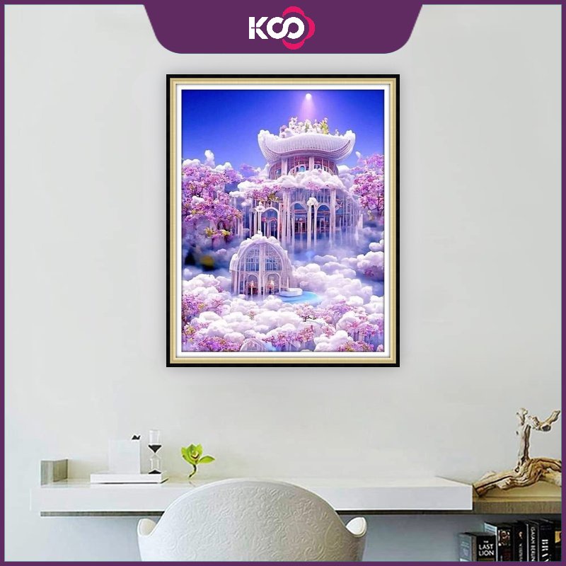 Bộ Tranh Đính Đá 5D Tự Làm Hình Lâu Đài Kích Thước 30x40cm / 40x50cm