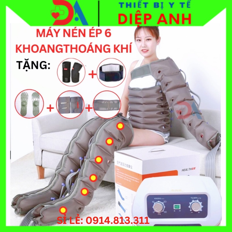 (LOẠI 6 KHOANG THOÁNG KHÍ ĐỦ BỘ) Máy Nén Ép Suy Giãn Tĩnh Mạch-Mạch xoa bóp áp lực hơi