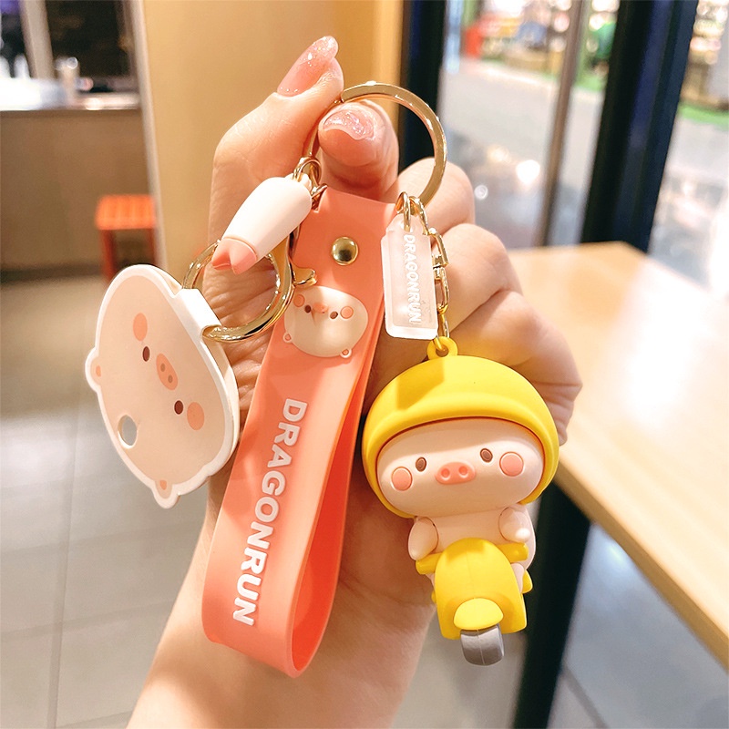 Móc Khóa Silicon Hình Chú Heo Hoạt Hình Dễ Thương