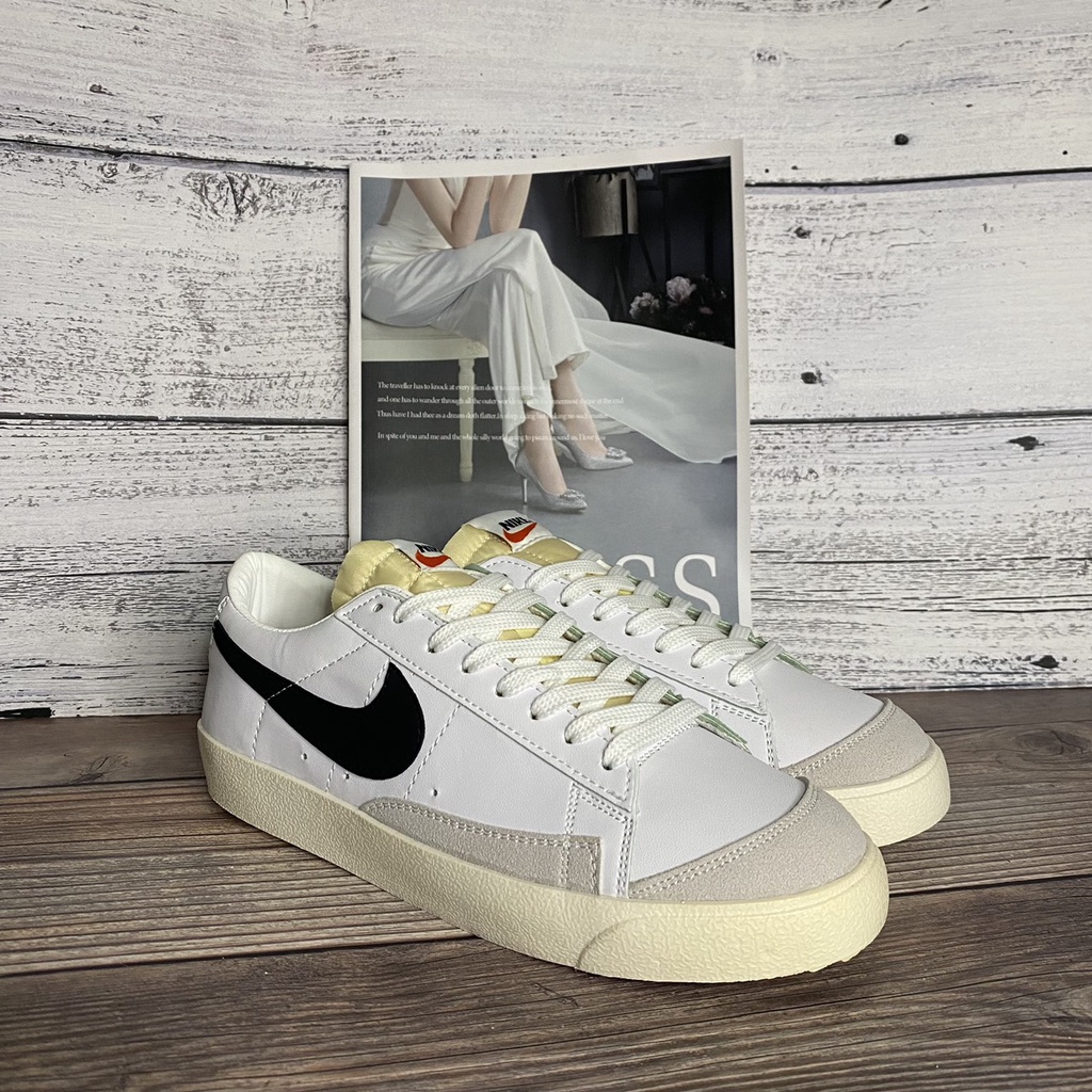 Giày Sneaker Blazer 77 Vintage White Black Kiểu Dáng Thể Thao Nam Nữ Full Bill Box