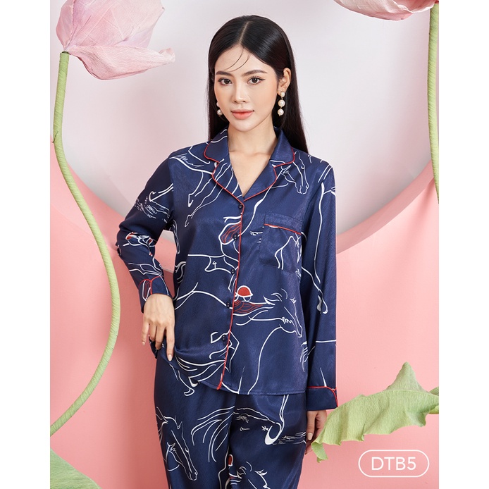 Bộ ngủ satin ZAM Luxury - DTB5 - Áo dài tay quần dài