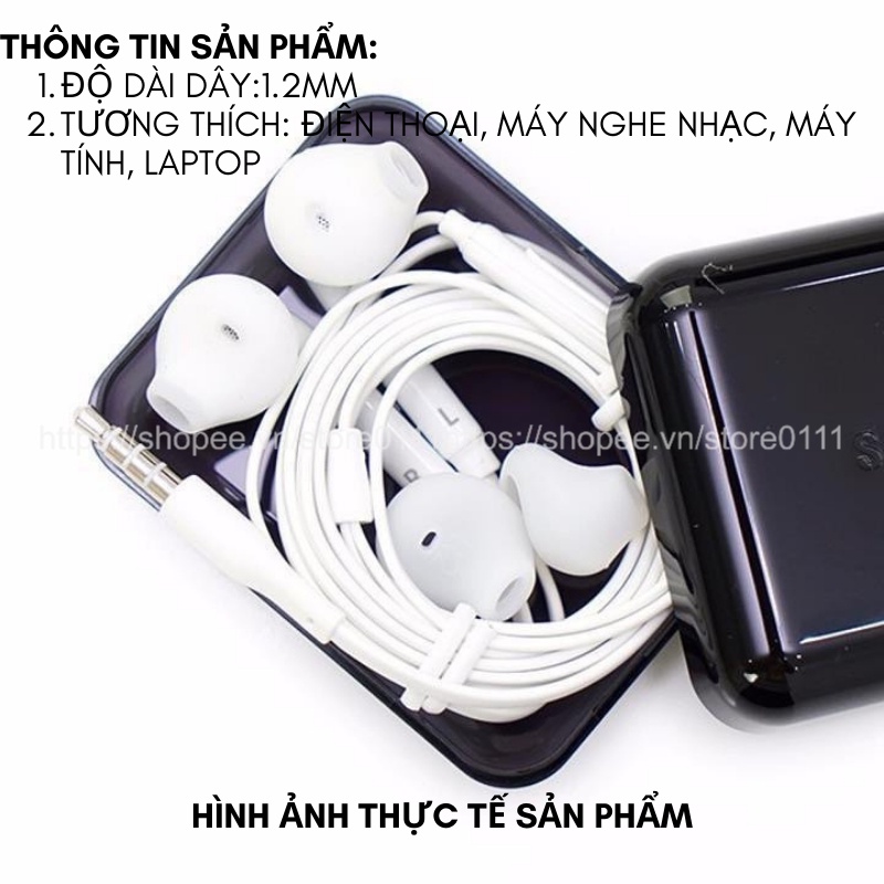 Tai nghe chuôi tròn jack cắm 3.5mm tích hợp mic đàm thoại tương thích cho điện thoại, PC, laptop, máy nghe nhạc