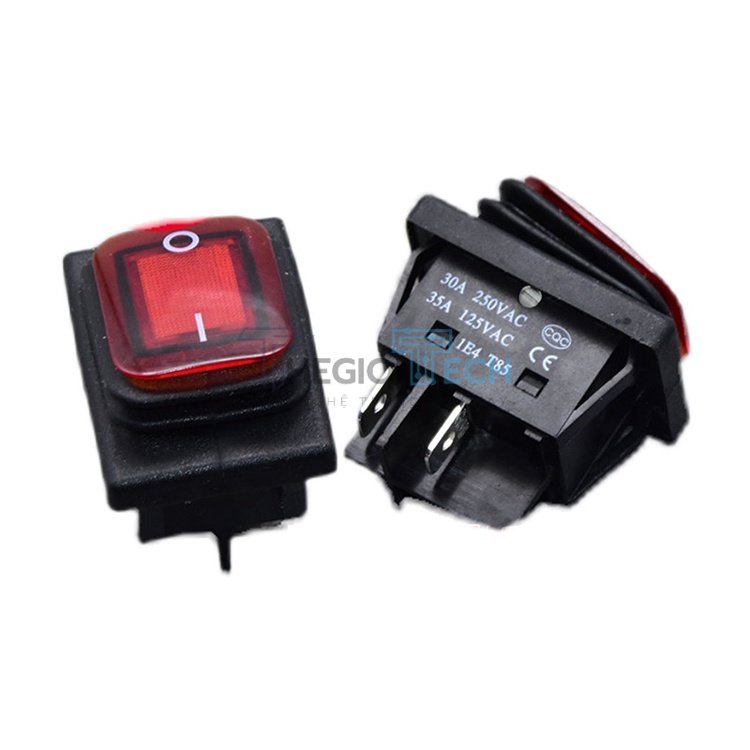 Công Tắc Bật Tắt KCD4 Chống Thấm Nước 16A 25A 4-pin 2-gear màu đỏ xanh có đèn 220V AC Dành Cho Máy móc - Thegioitech.com - Xanh,16A