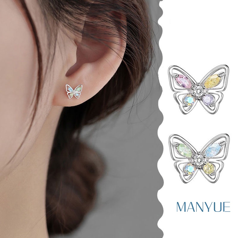 Bông tai MANYUE hình bướm nhỏ màu kẹo phong cách khí chất thời trang xuân hè ngọt ngào cao cấp
