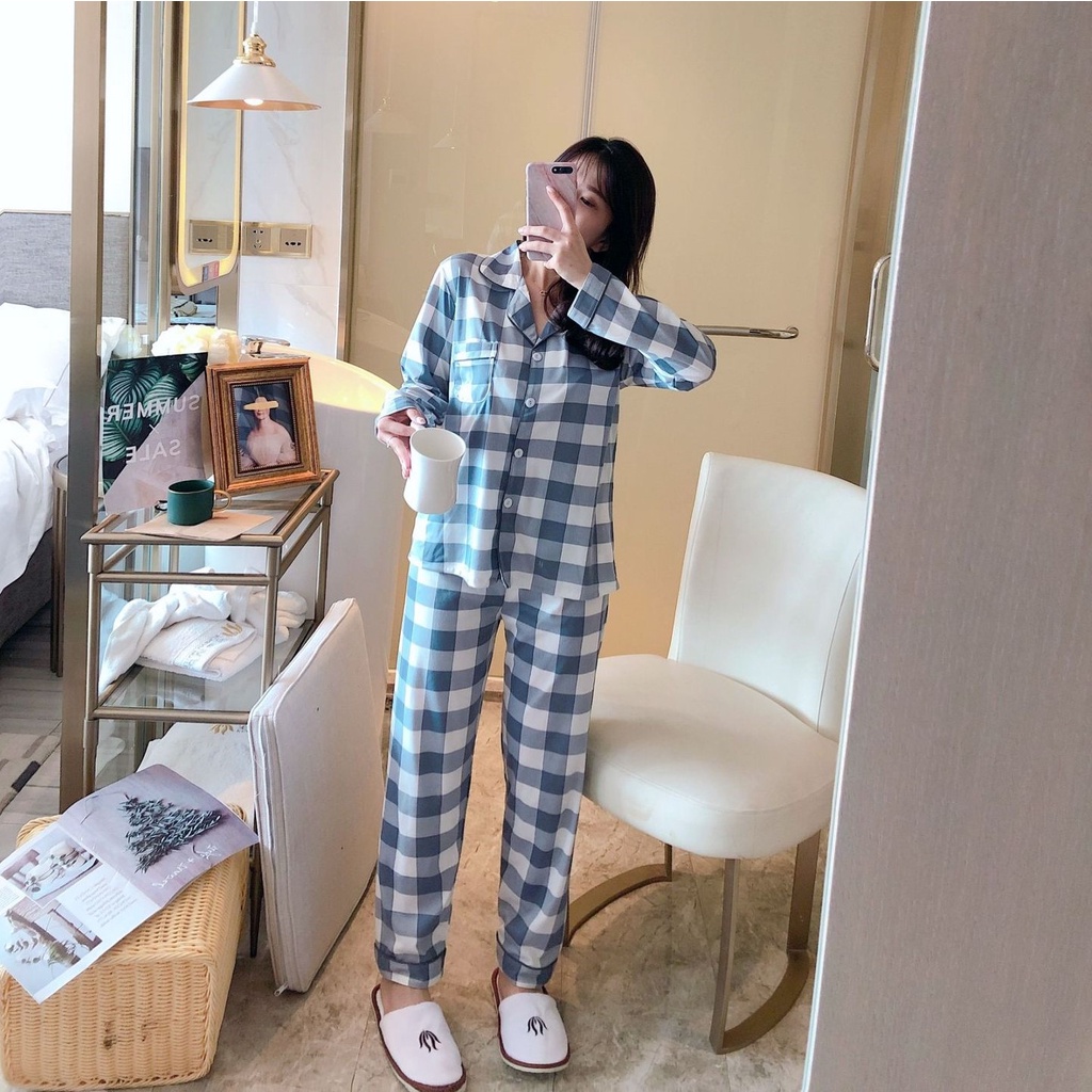 Bộ Đồ Mặc Nhà Pijama Dài Tay Bộ Đồ Thu Đông Nữ Mềm Mịn Chất Thun Cotton MD04