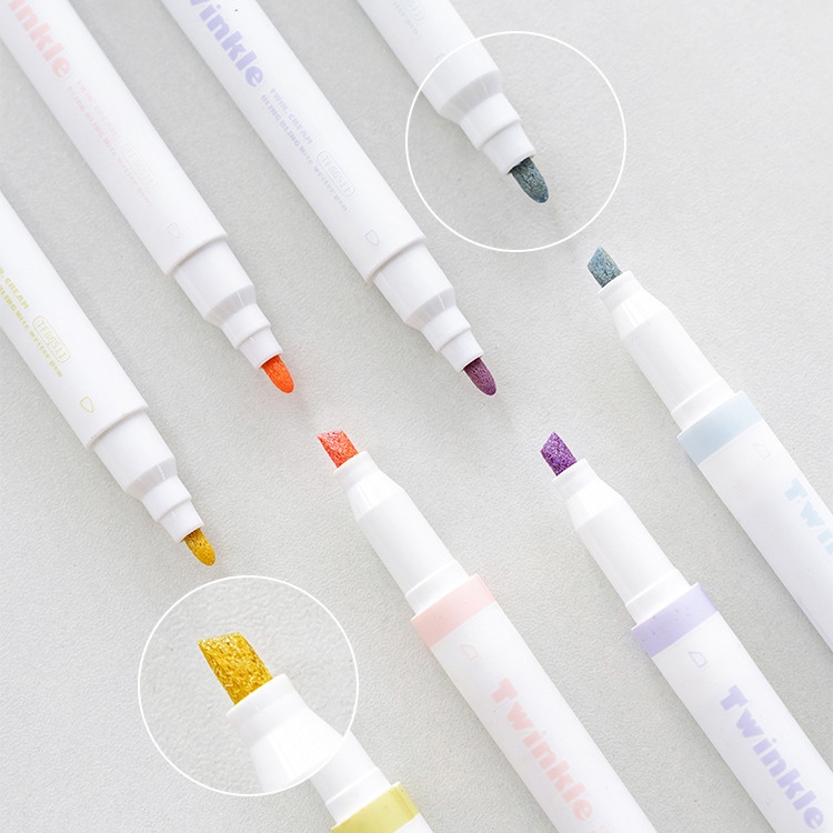 Set 4 bút highlight có nhũ Twinkle Rosy Posy - Miao's Little Forest