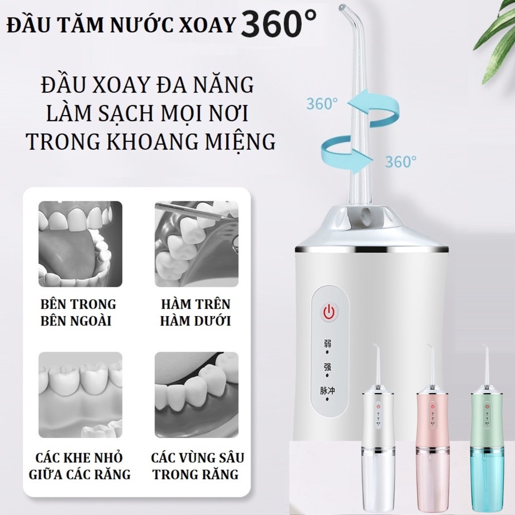 Tăm Nước Vệ Sinh Răng Miệng HAMANI Máy Xịt Răng 3 Chế Độ Phun Rửa Sạch Răng - Bảo Hành 6 Tháng