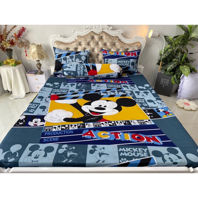 Bộ drap thun hàn quốc mẫu mickey 4 màu siêu đẹp