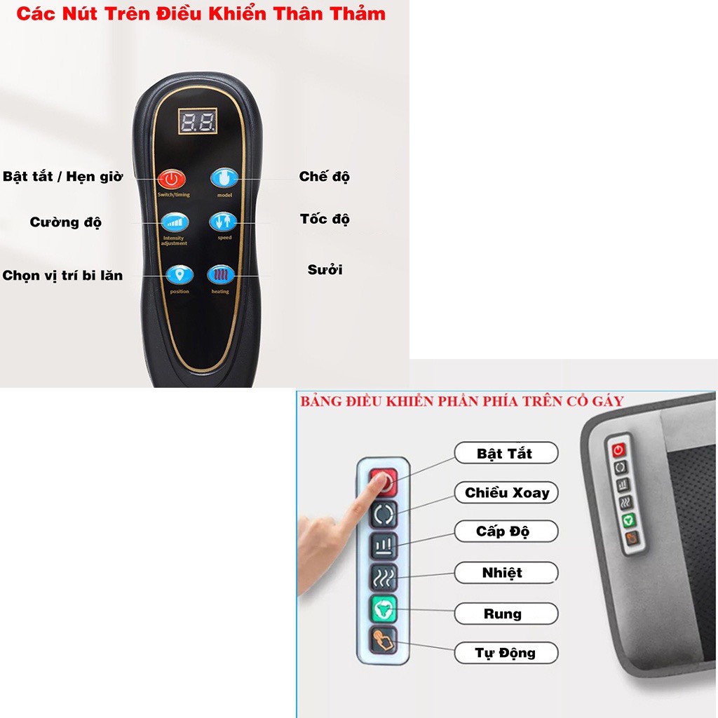 Đệm massage toàn thân, nệm massage, mát xa, xoa bóp giảm đau mỏi vai gáy phục hồi sức khỏe SET1792