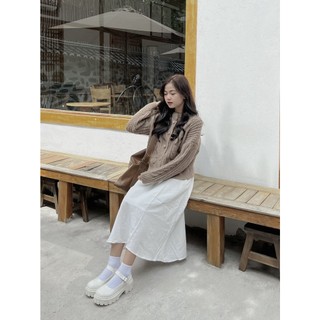 Áo len thừng cúc bọc dáng lửng (Ảnh thật)