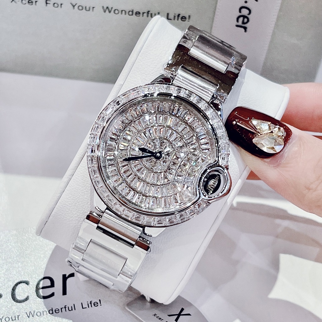 Đồng Hồ Nữ X-cer B0605 Mặt Đính Đá Silver 36mm