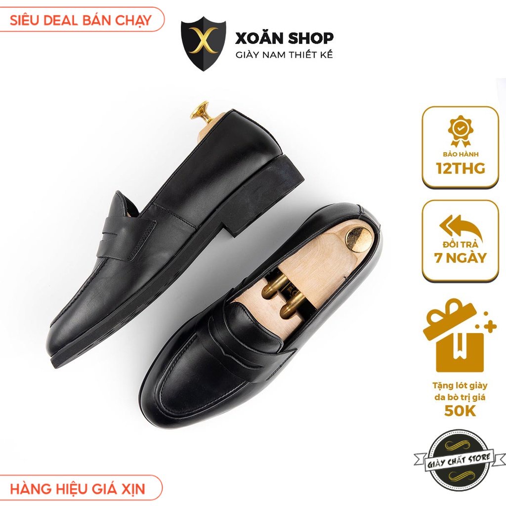 Giày Lười Nam Loafer XOĂN SHOP Da Pu Pu Size 38 Đến 42 Màu Đen - G065
