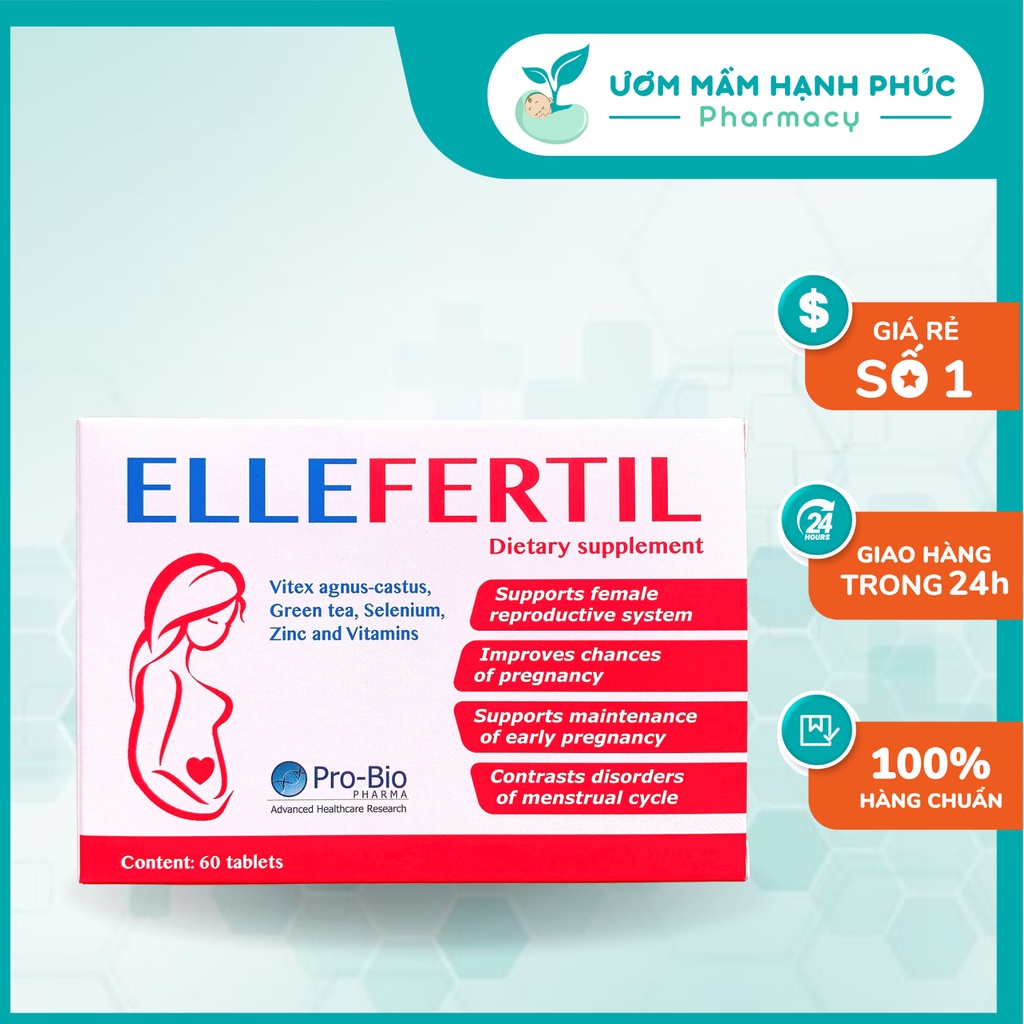 Ellefertil [CHÍNH HÃNG] bổ trứng, tăng thụ thai tự nhiên, hỗ trợ sinh sản vô sinh hiếm muộn