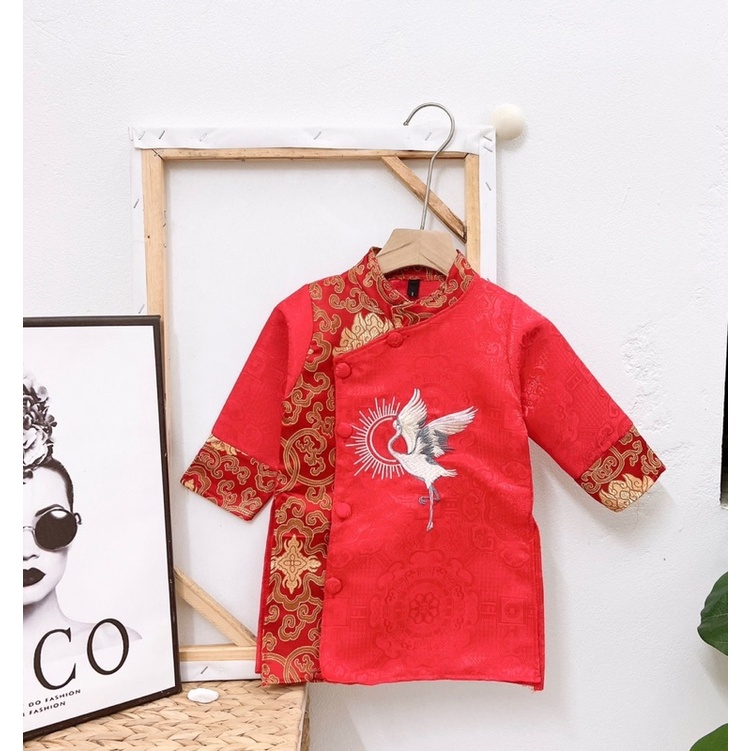 Áo dài cách tân gấm cho bé trai 9-35kg