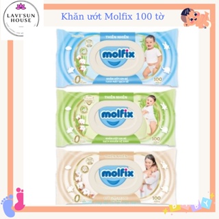 Khăn ướt Molfix 100 tờ thiên nhiên sạch khuẩn dịu nhẹ tươi mát với bông