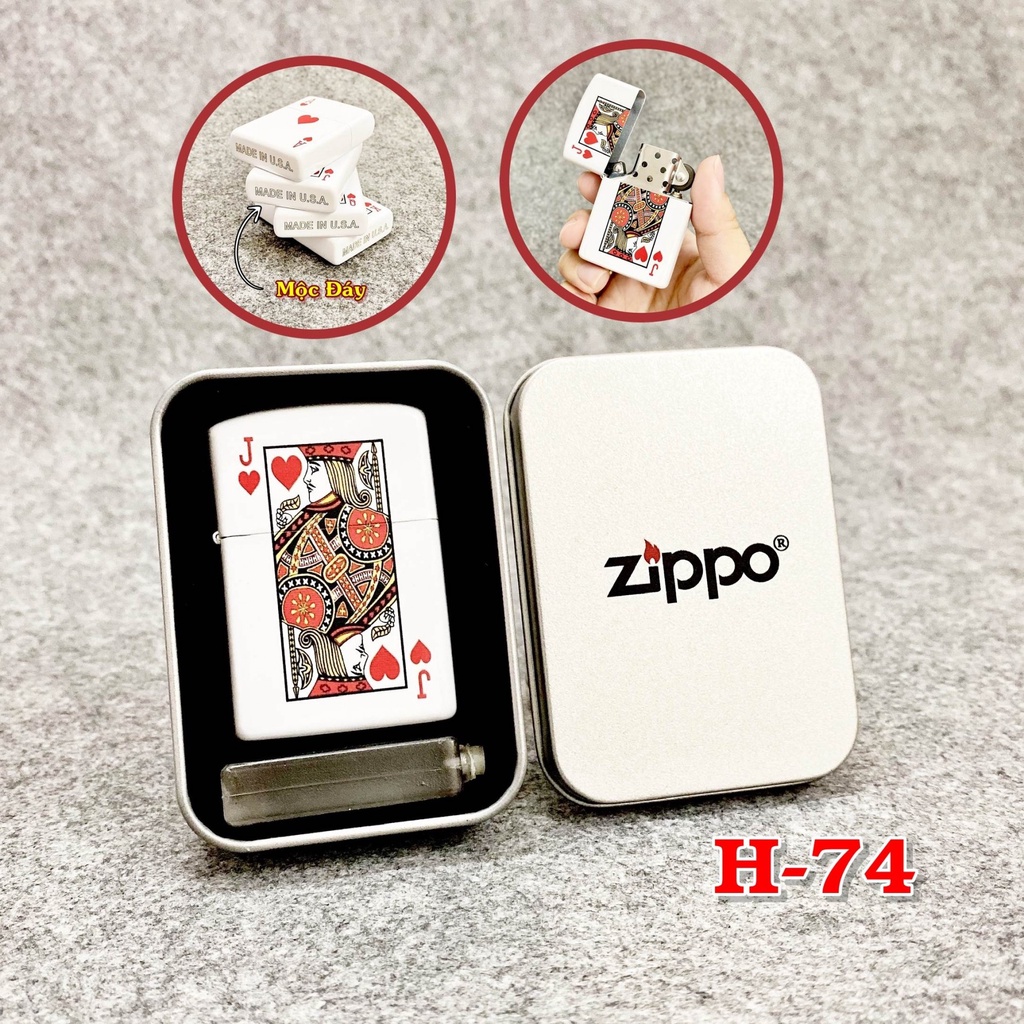 𝐇ỘT 𝐪𝐮𝐞̣𝐭 𝐁𝐚̣̂𝐭 𝐥𝐮̛̉𝐚 Vzipo 2 mặt hình lá bài có hộp kèm zăng