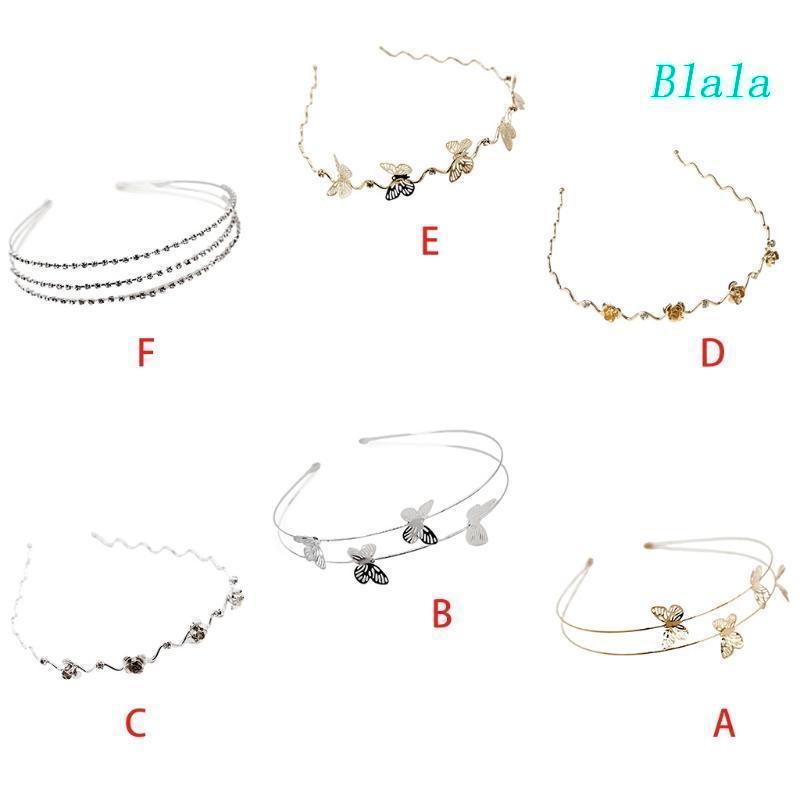 Băng Đô Cài Tóc Hai Lớp Bằng Kim Loại Đính Đá Hình Hoa Và Bướm Cho Nữ