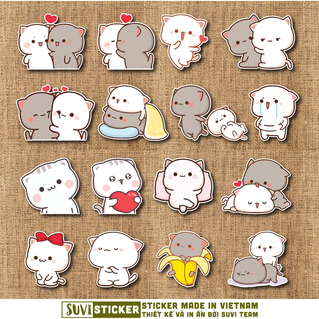50 Sticker Mèo Chipi chống nước sticker dán mũ bảo hiểm, laptop, điện thoại, đàn guitar, vali. MSP: SV71