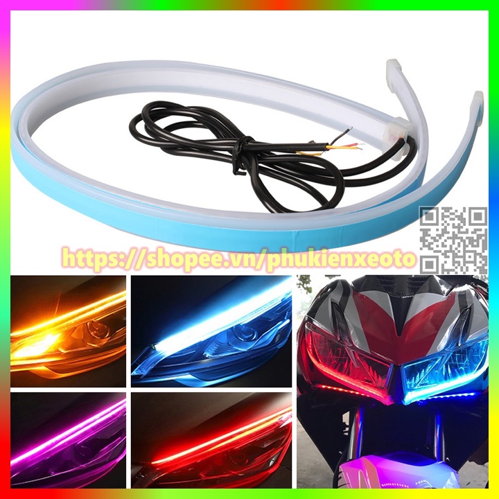 Đèn Led Mí Audi Ô Tô Tích Hợp Xi Nhan Đuổi Silicon Chống Nước Cho Xe Máy, Ô Tô