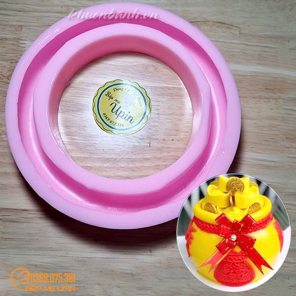 Khuông silicon mép hũ vàng khuôn vòng tròn làm bánh 18cm
