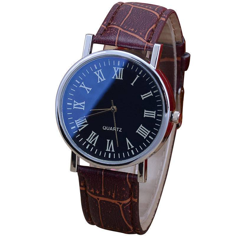 Đồng Hồ Quartz Mặt Kính Xanh Dây Da Trời Thời Trang Cho Nam