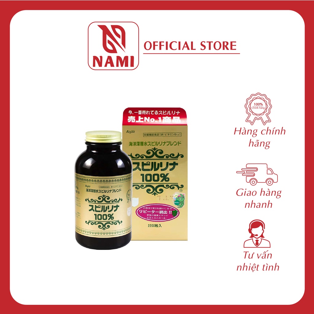 Tảo xoắn Sprirulina 2200 viên dạng lọ - Chuẩn Nhật