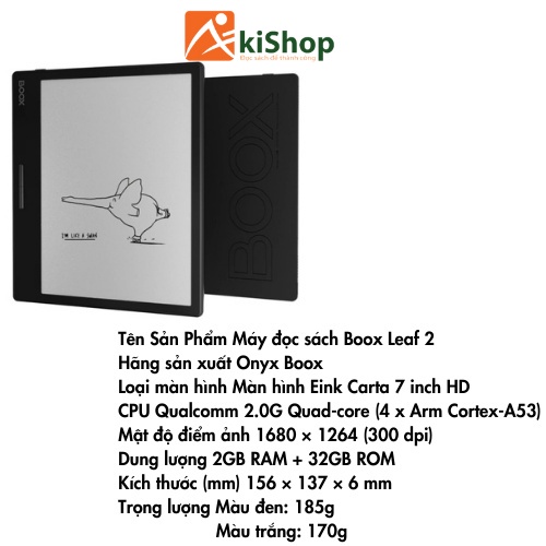 Máy đọc sách Boox Leaf 2 32GB trắng kèm cover chính hãng Akishop | BigBuy360 - bigbuy360.vn
