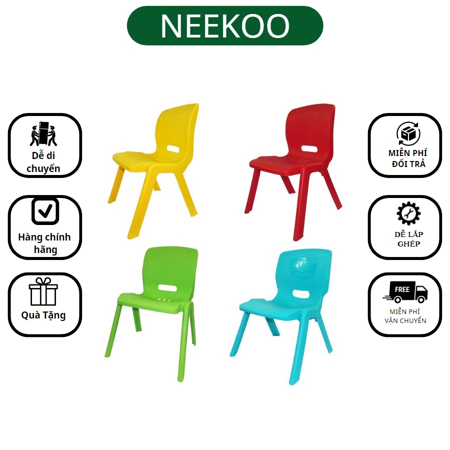 Ghế Nhựa Đúc Nguyên Khối Mầm Non Có Tựa Lưng Cho Bé Ghế Nhựa Việt Nhật  Neekoo 1957