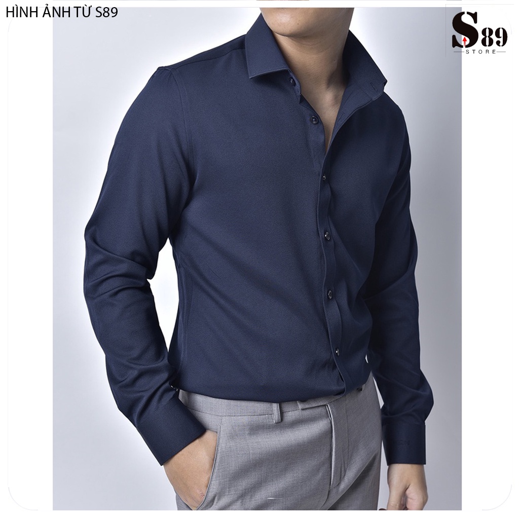 Áo sơ mi nam trơn chất lụa mỏng mềm dể mặc mùa hè